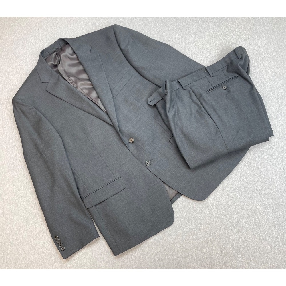 Lauren Ralph Lauren Suit Mens 46R Gray 100% Wool 2-Button Pants 38 x 30 - 2 Pcs